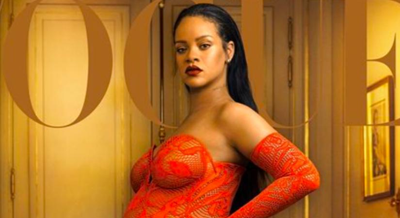 Csipke bodyban pózol a Vogue címlapján a várandós Rihanna - Fotók