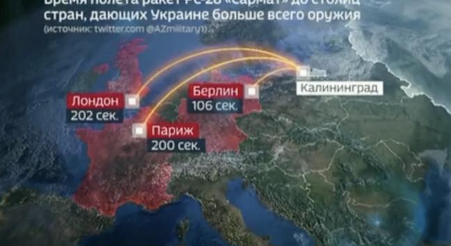 Sokkolta a németeket az orosz tévé grafikája: Berlint 106 másodperc alatt érnék el atomrakétával