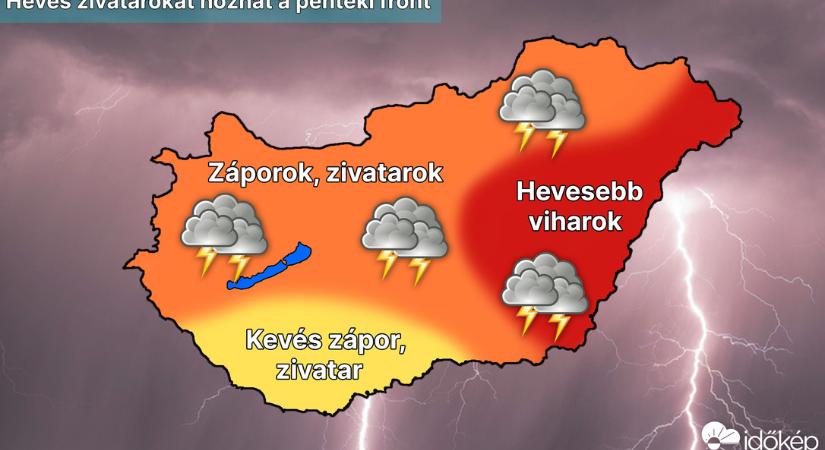 Heves viharokat hozhat a Tiszántúlra a pénteki hidegfront