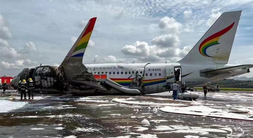 Balesetet szenvedett és kigyulladt a Tibet Airlines Airbus A319-es repülőgépe Kínában