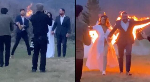 Tűzforró esküvő: felgyújtotta magát az ifjú pár - Videó