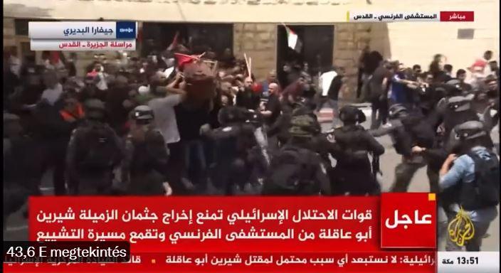 Zavargás és kődobálás az al-Dzsazíra tudósítójának temetésén