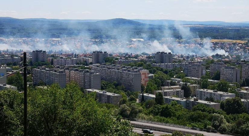 Füstben úszott Tatabánya: hatalmas területen lángolt a várost kettészelő vasúti töltés (képek)