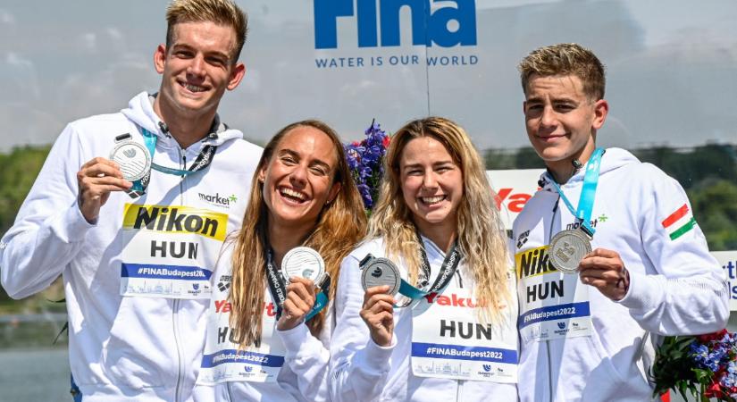 Nyílt vízen is megy: ezüstérmes lett a magyar váltó 6 km-en