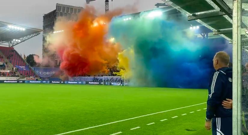 Szivárványos pirózással emlékeztek a norvég fociultrák a pénteki homofób terrortámadásra