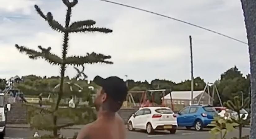Kamera rögzítette, ahogy a részeg férfi kilop valamit a kertből, de aztán bizarr dolog történt