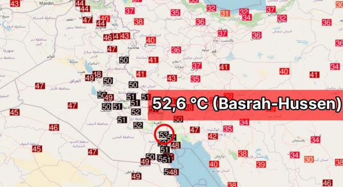 A világ idei legmagasabb hőmérsékletét mérték Irakban