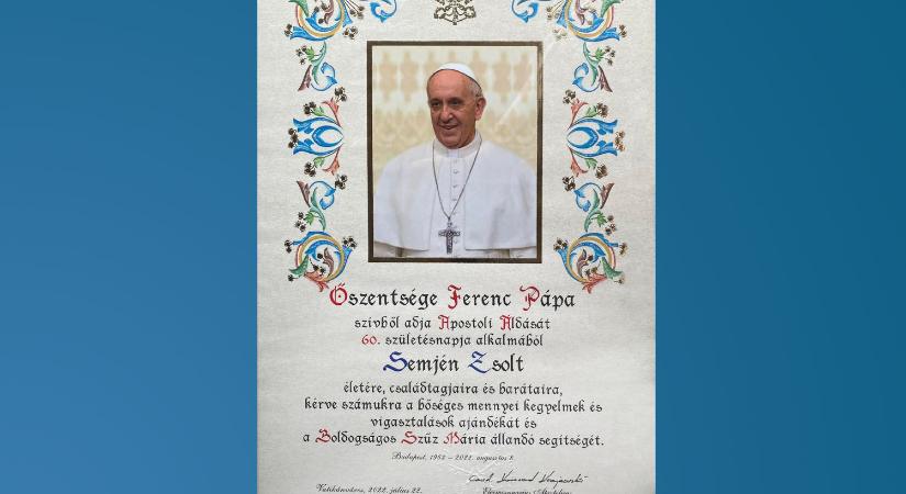 Ferenc pápa születésnapja alkalmából küldött áldást Semjén Zsoltnak