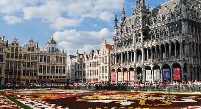 Az idén cserepes növényekből rakták ki a brüsszeli virágszőnyeget