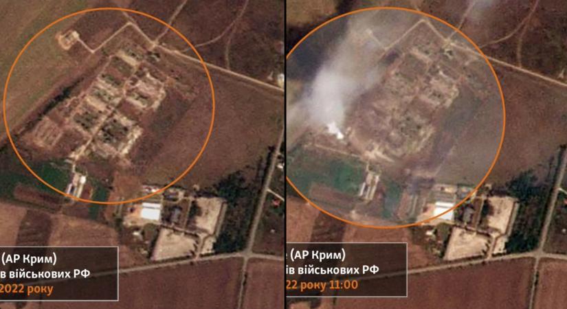 Műholdfelvételeken láthatók a keddi krími robbantások utóhatásai
