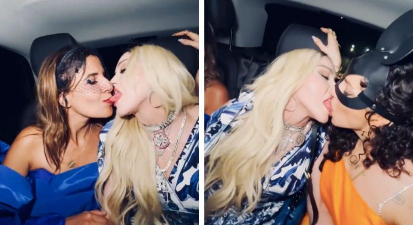 Madonna nem aprózta el a 64. születésnapi buliját: két nővel is csókolózott
