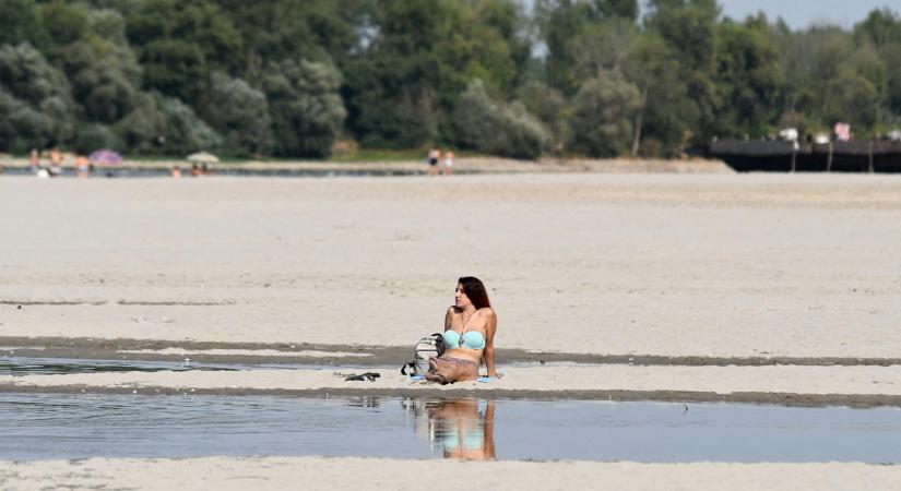 Napozás és hajóroncs a Duna kellős közepén – ritkán látható fotókon a több helyen rekordalacsony vízállású folyó