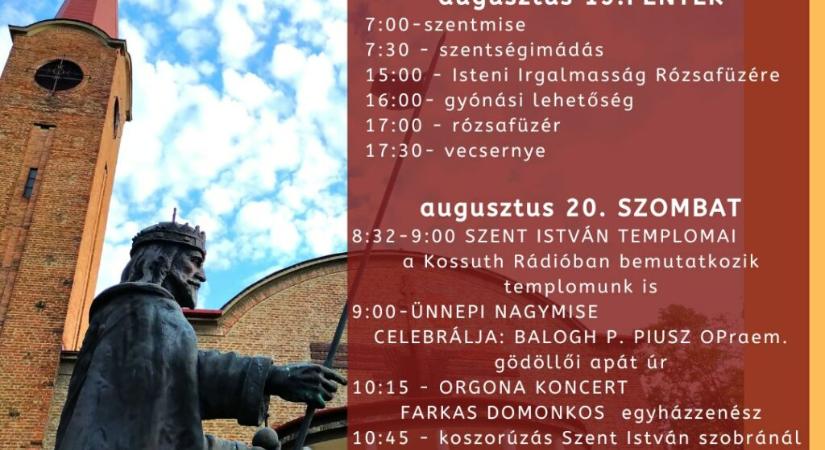 A debreceni Szent István-templom szolgáltatja a Kossuth Rádió déli harangszóját augusztus 20-án