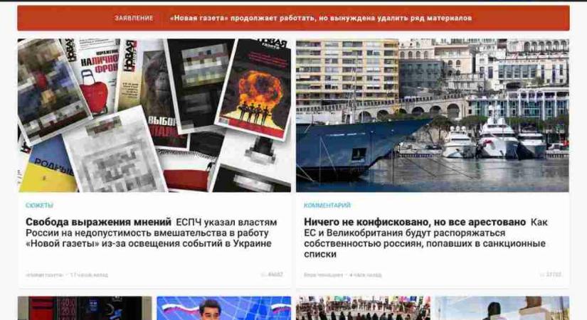 A Novaja Gazeta független lapot lekapcsolták