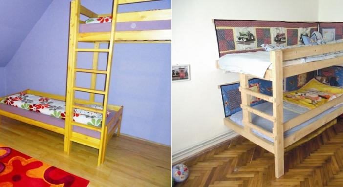 Három, saját építésű emeletes ágy gyerekszobába