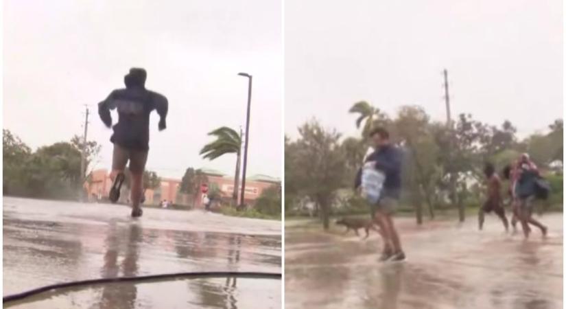 Ledobta az operatőr a kamerát, hogy segítsen a hurrikán elől menekülőknek