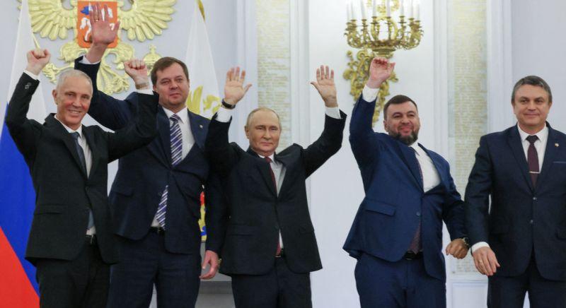 Putyin aláírta a csatlakozási szerződést négy megszállt ukrajnai régió vezetőjével, az Európai Unió nem ismeri el