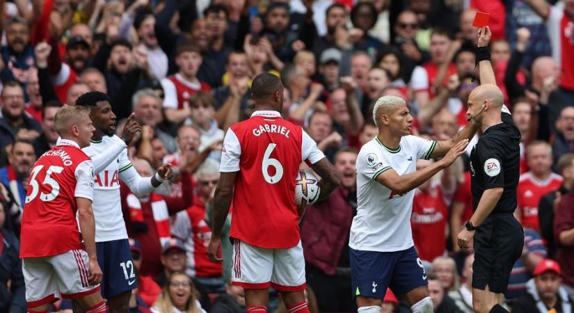 Négy gólt és egy kiállítást hozott az Arsenal és a Tottenham rangadója