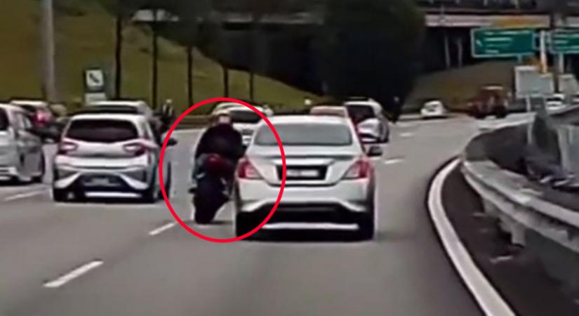Autó előtt büntetőfékezett a motoros, azt is megbánta, hogy aznap elindult otthonról - videó