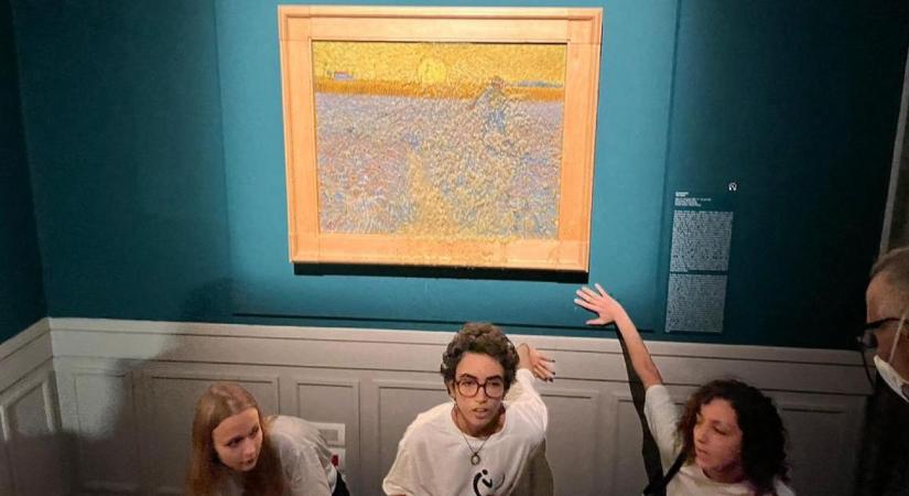 Klímaaktivisták borsólevessel öntöttek le egy Van Gogh-festményt  videó