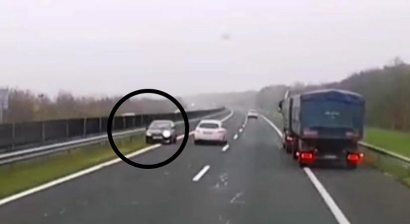 Ámokfutó suzukis hajtott a forgalommal szemben az M6-oson, a fűre kellett menekülnie - videó