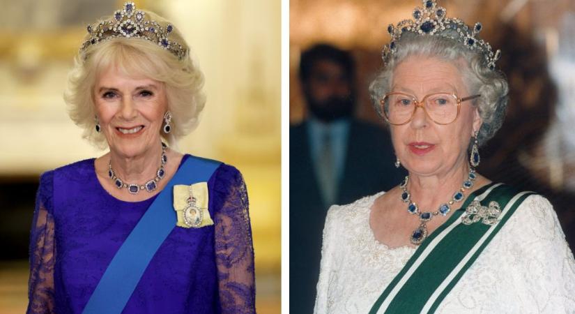II. Erzsébet tiaráját viselte egy állami bankett során Kamilla királyné