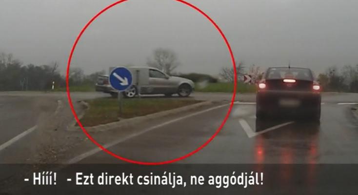 VIDEÓ: Drifteléssel tartotta fel az autósokat egy mercis az egyik körforgalomban
