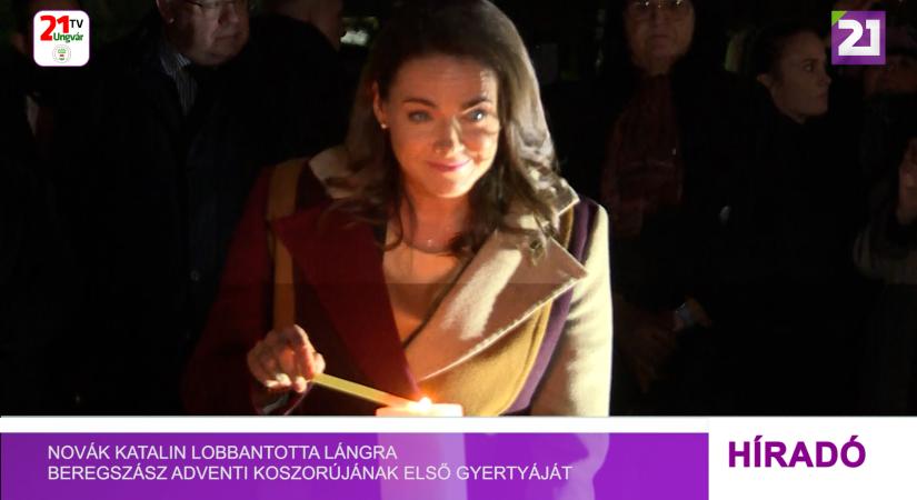 Novák Katalin lobbantotta lángra Beregszász adventi koszorújának első gyertyáját (videó)
