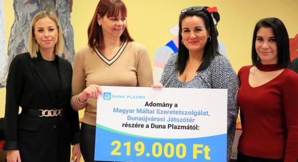 Rekordnapi adomány a Máltai Játszótérnek a Duna Plazmától
