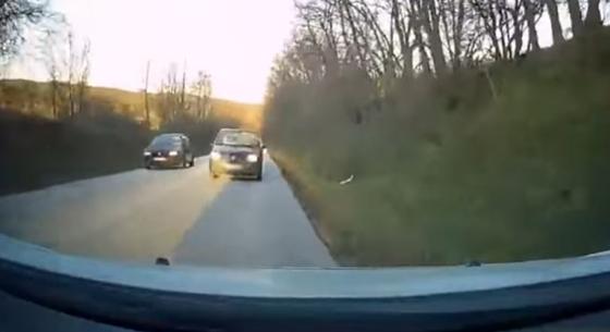 Vakon előzött egy autós Tinnyénél, a szemből érkező mentette meg a helyzetet - videó