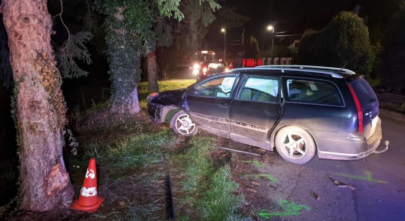 Rosszul lett a sofőr, két kisgyerekkel csapódott fának egy autó Gencsapátiban - fotók