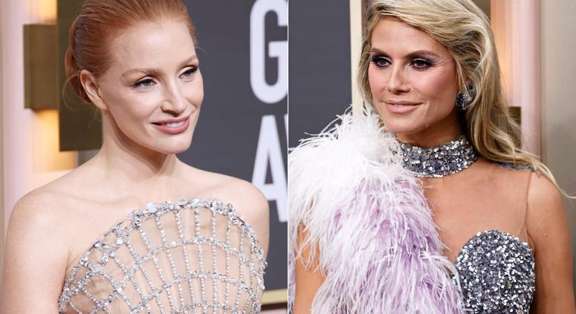 Mindig stílusosak, de most mellényúltak: Jessica Chastain pókhálóba bújt, Heidi Klum revütáncosnak öltözött