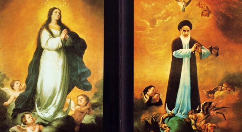 Az iráni forradalom vezéralakját tették Szűz Mária helyére egy iráni plakáton