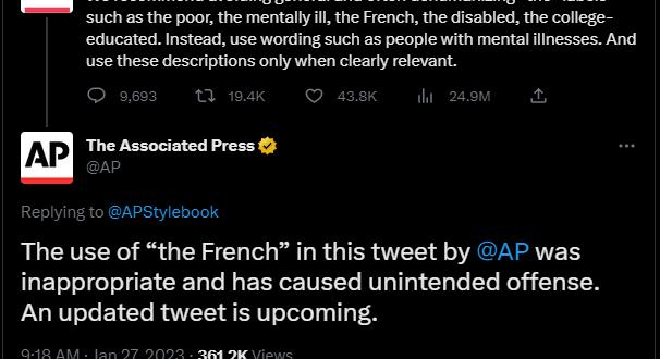 „Dehumanizálónak” nevezte az AP-hírügynökség a „franciák” kifejezést, majd a felháborodás miatt visszakoztak