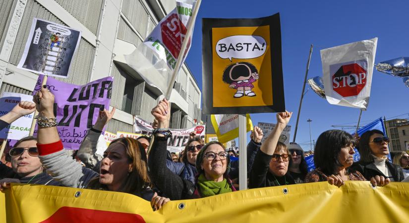 Nyolcvanezren tüntettek magasabb pedagógusbérekért Portugáliában