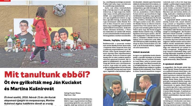 Téma a VASÁRNAPBAN: Öt éve gyilkolták meg Ján Kuciakot és Martina Kušnírovát
