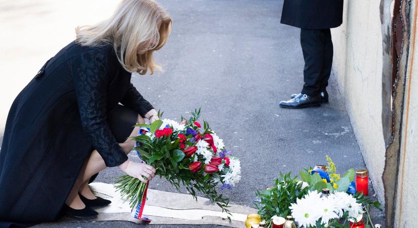 Ján Kuciakra és Martina Kušnírovára emlékezett Čaputová (FOTÓK)