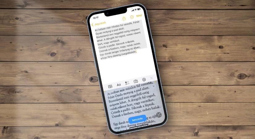 Szkennelés szerkeszthető szövegként iPhone-on, a Jegyzetek appal