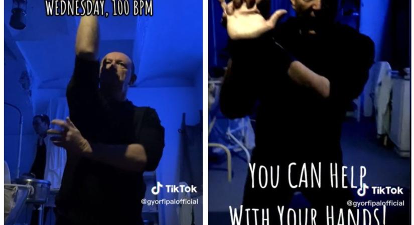 Videón, ahogy Győrfi Pál előadja a Wednesday-táncot, de egy kis csavarral