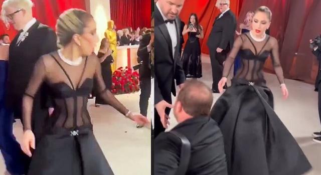 Videó: elesett egy fotós az Oscar-gála vörös szőnyegén, Lady Gaga estélyiben rohant, hogy felsegítse