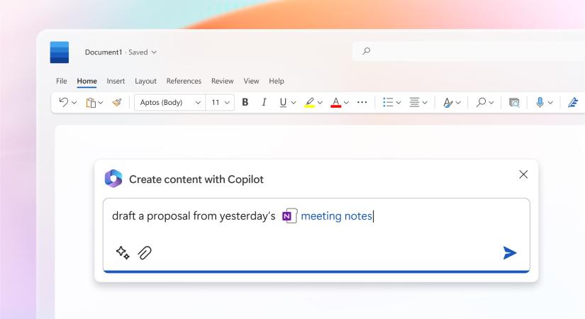 A Microsoft bejelentette a Copilotot, a modern AI-asszisztens, ami segít Office-dokumentumok létrehozásában