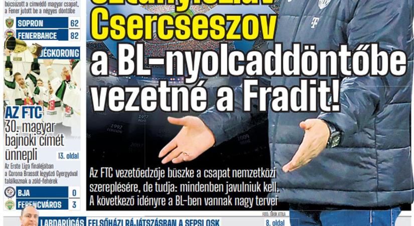 Ferencváros: Csercseszov a BL-nyolcaddöntőbe vezetné a Fradit