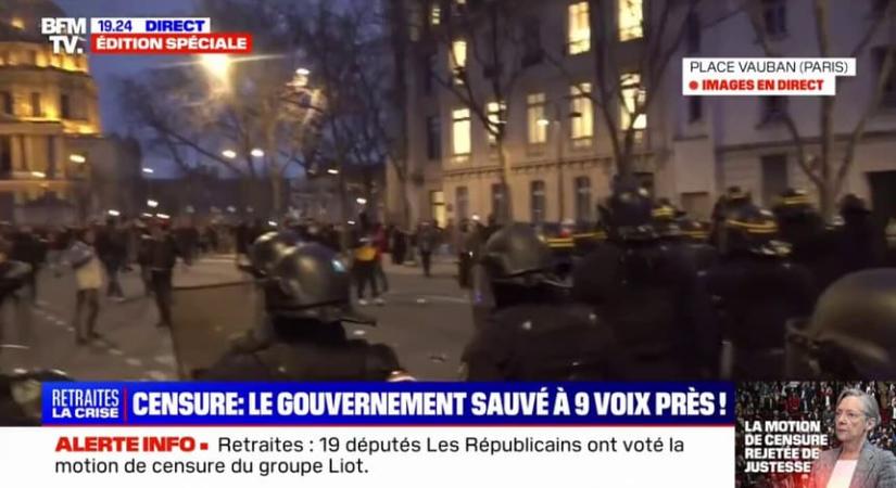 Elbukott a francia kormány elleni bizalmatlansági indítvány, megint gyújtogatások kezdődtek Párizsban