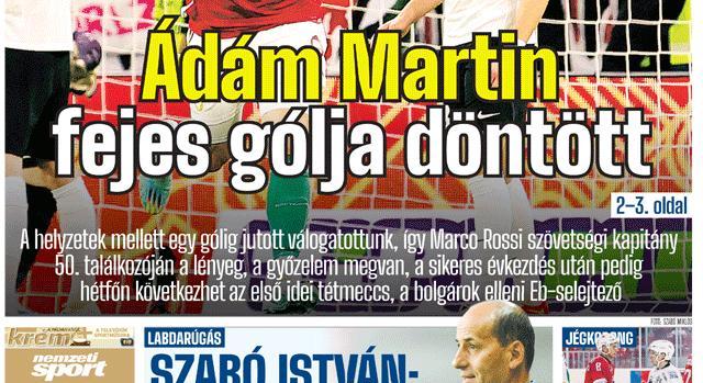 Ádám Martin fejes gólja győzelmet ért Marco Rossi ötvenedik meccsén; Szabó István: Ki akarunk jutni Európába!