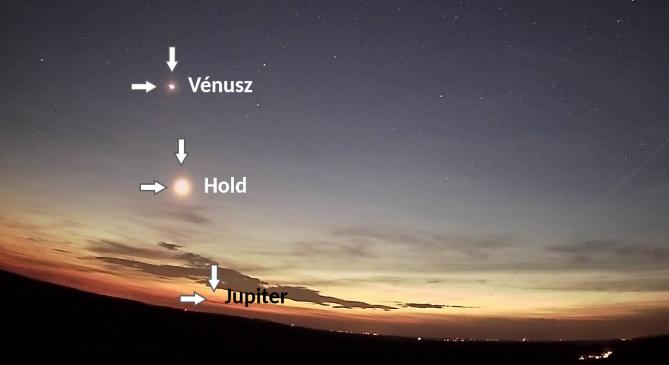 Így láthattuk a Vénusz-Hold-Jupiter együttállást