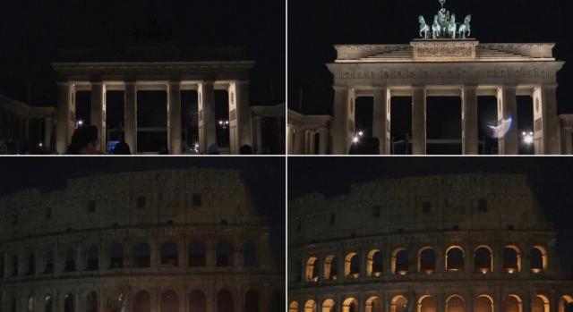 Berlinben a Brandenburgi kapuról, Rómában a Colosseumról tűnt el a díszfény – a bolygónk védelmének fontosságára hívták fel a figyelmet