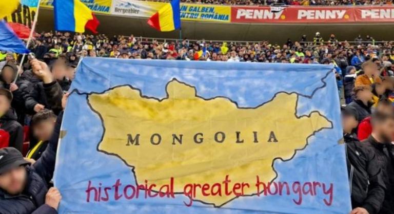 A történelmi Nagy-Magyarországot Mongóliával azonosították a román ultrák az Eb-selejtezőn