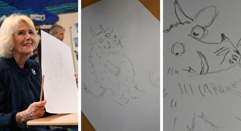 Kamilla királyné megcsillogtatta rajztudását egy német iskolában