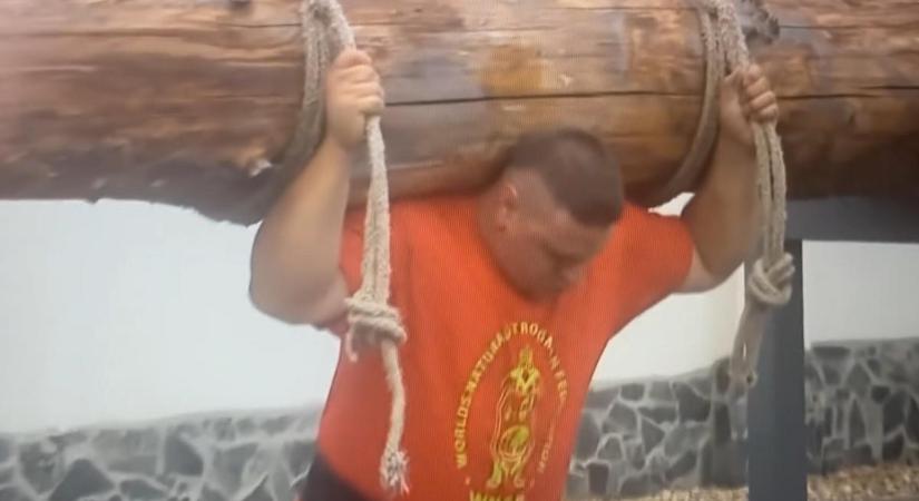 Újabb világrekord? Fekete Laci fia közel 650 kilós rönköt emelt a magasba - videó