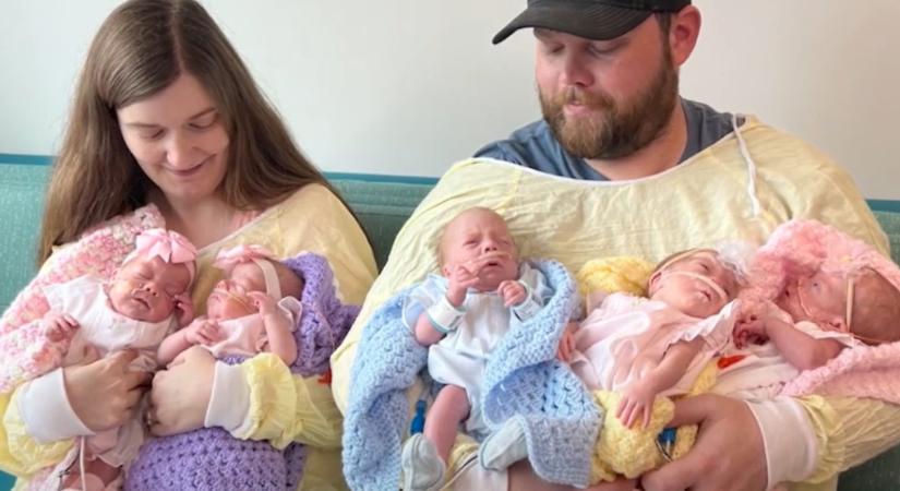 2 hónapja születtek, de először tarthatták az ötösikreket egyszerre kézben a szülők